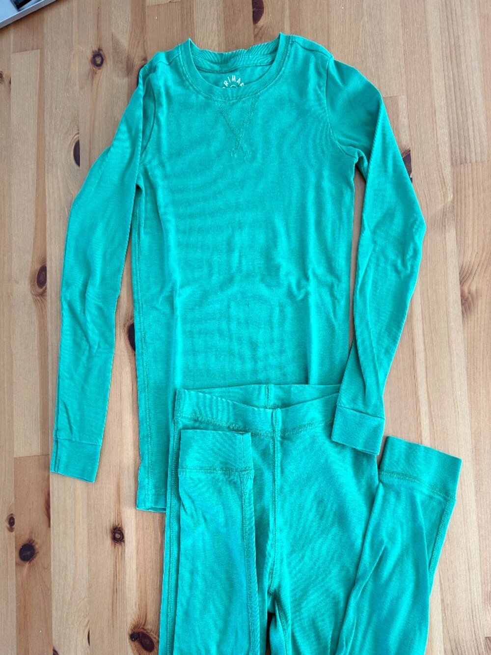 Primary Kids Pajama Set Green 8-9 100% Organic Cotton